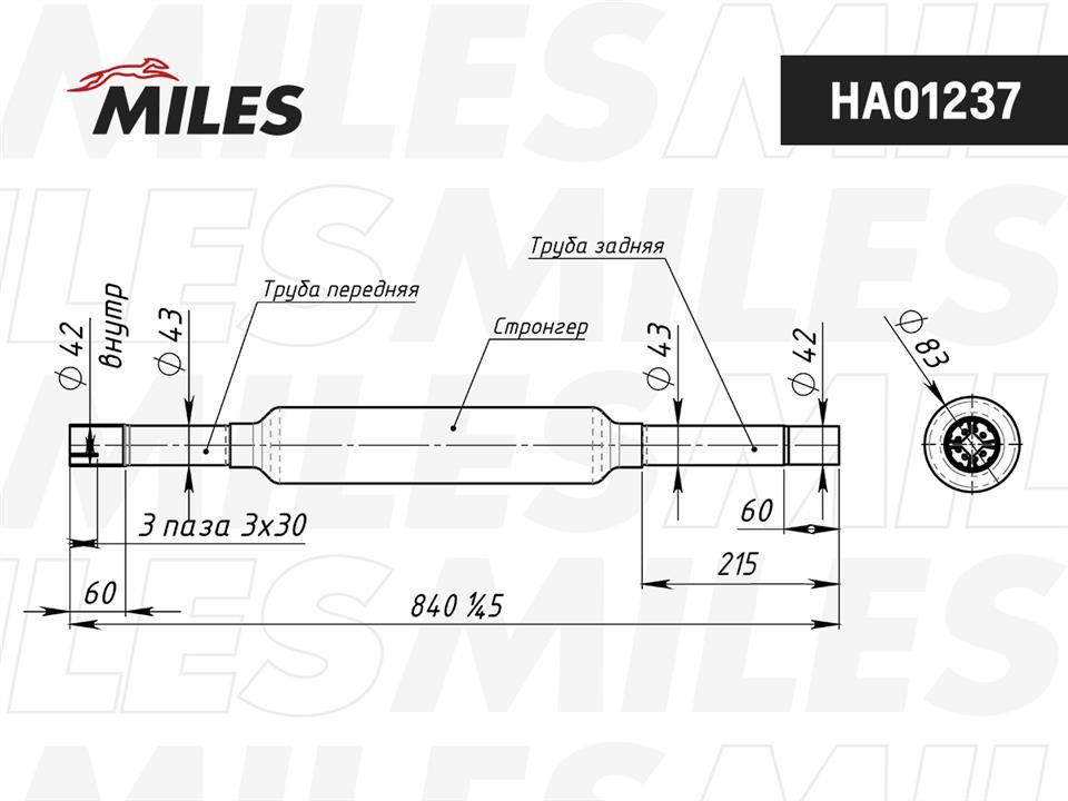 Miles HA01237 Проміжний глушник HA01237: Приваблива ціна - Купити у Польщі на 2407.PL!