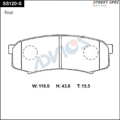 Advics SS120-S Front disc brake pads, set SS120S: Buy near me in Poland at 2407.PL - Good price!