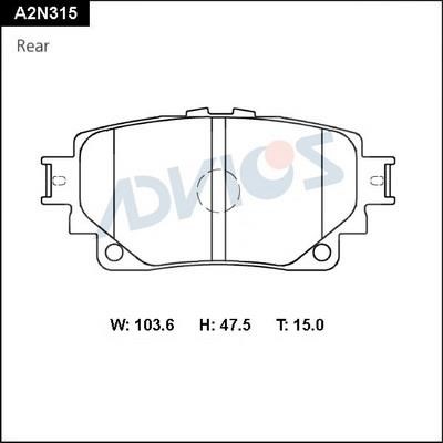 Advics A2N315 Brake Pad Set, disc brake A2N315: Buy near me in Poland at 2407.PL - Good price!