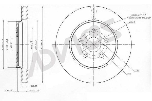 Advics A6F115B Тормозной диск передний вентилируемый A6F115B: Отличная цена - Купить в Польше на 2407.PL!