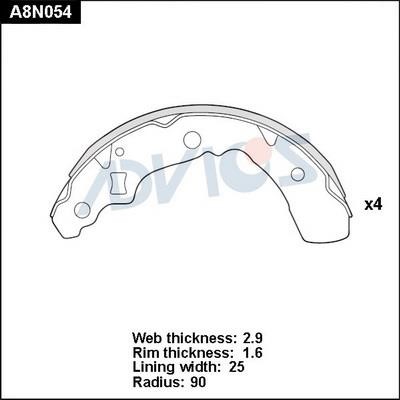 Advics A8N054 Brake shoe set A8N054: Buy near me in Poland at 2407.PL - Good price!