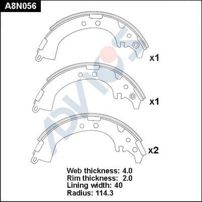Advics A8N056 Brake shoe set A8N056: Buy near me at 2407.PL in Poland at an Affordable price!