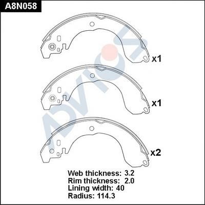 Advics A8N058 Brake shoe set A8N058: Buy near me at 2407.PL in Poland at an Affordable price!