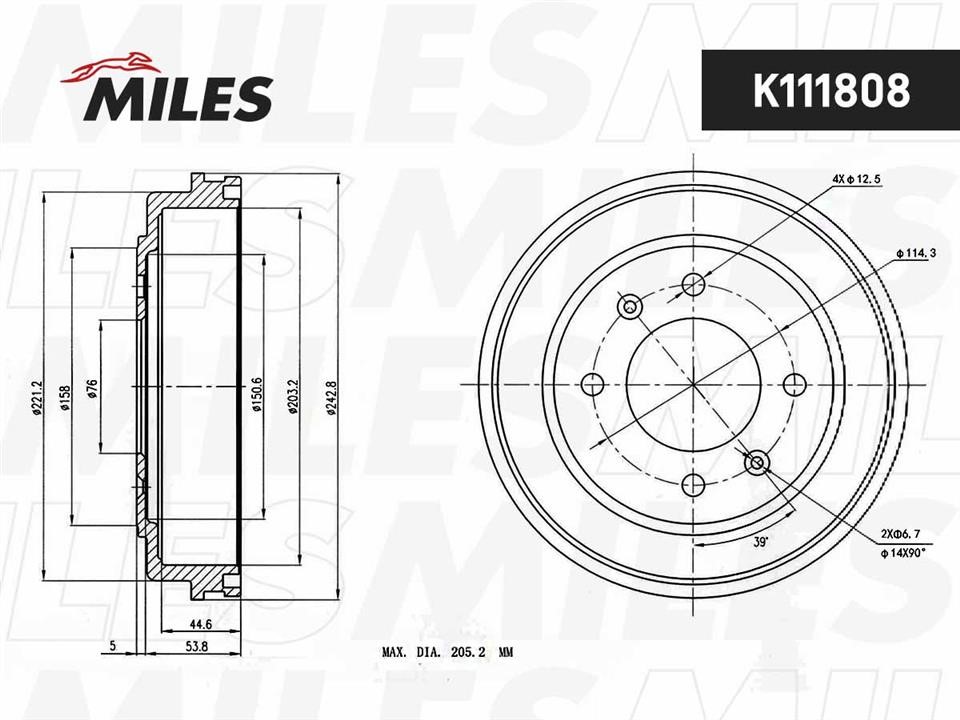Miles K111808 Brake drum K111808: Buy near me in Poland at 2407.PL - Good price!