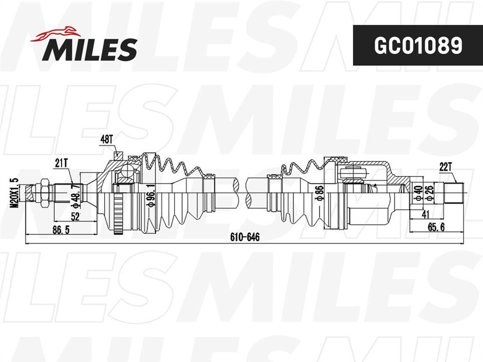 Miles GC01089 Drive shaft GC01089: Buy near me in Poland at 2407.PL - Good price!