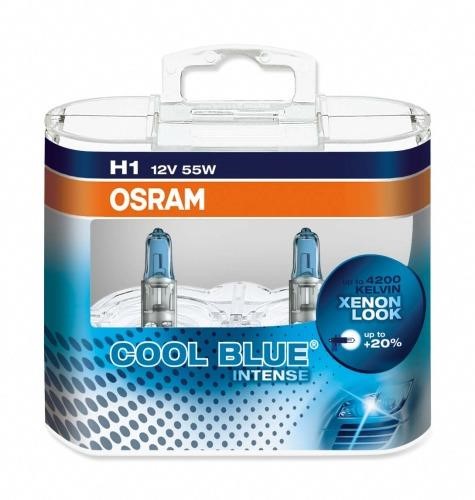 Лампа галогенная Osram Cool Blue Intense +20% 12В H1 55Вт +20% Osram 64150CBI-HCB