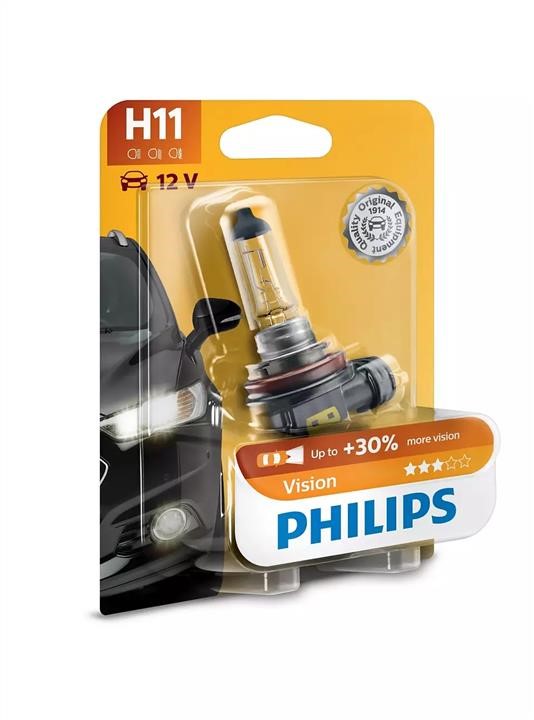 Лампа галогенна Philips Vision +30% 12В H11 55Вт +30% Philips 12362PRB1