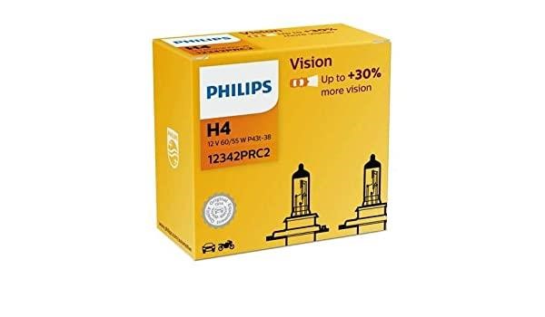 Philips 12342PRC2 Halogen lamp Philips Vision +30% 12V H4 60/55W +30% 12342PRC2: Buy near me in Poland at 2407.PL - Good price!