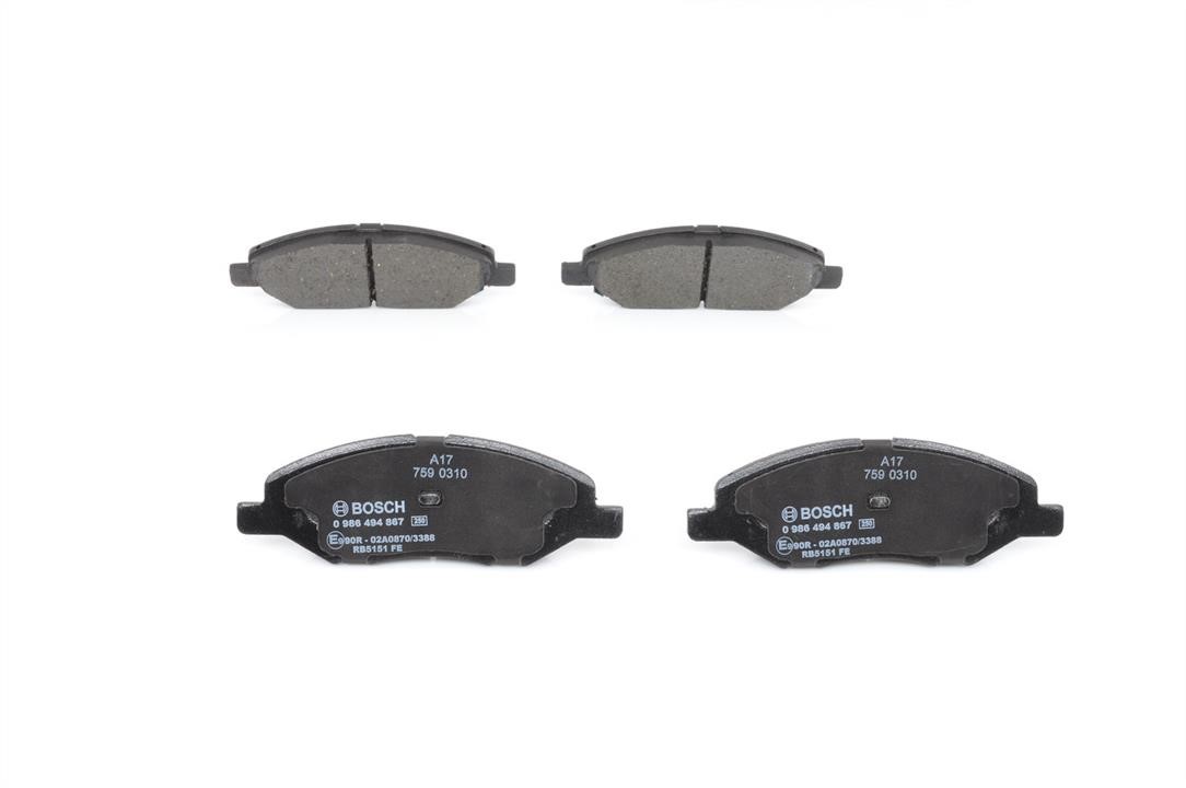 Bosch 0 986 494 867 Brake Pad Set, disc brake 0986494867: Buy near me in Poland at 2407.PL - Good price!