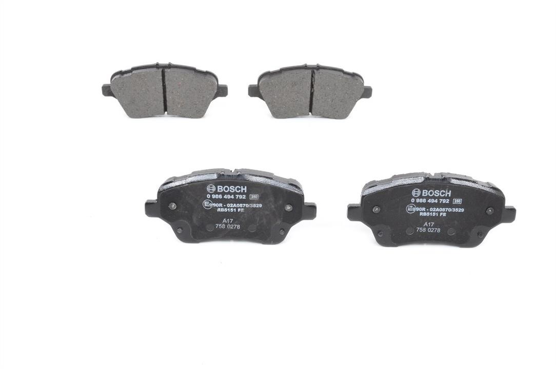 Bosch 0 986 494 792 Brake Pad Set, disc brake 0986494792: Buy near me in Poland at 2407.PL - Good price!