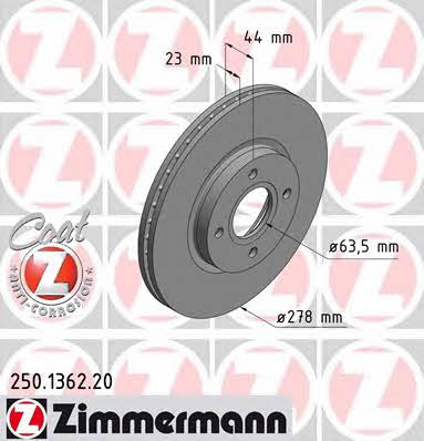 Otto Zimmermann 250.1362.20 Front brake disc ventilated 250136220: Buy near me in Poland at 2407.PL - Good price!