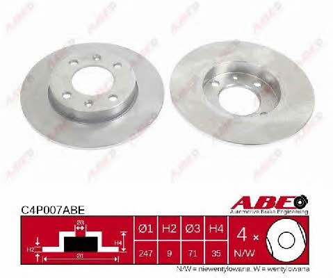 ABE C4P007ABE Rear brake disc, non-ventilated C4P007ABE: Buy near me at 2407.PL in Poland at an Affordable price!