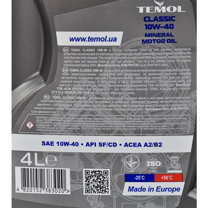 Olej silnikowy TEMOL Classic 10W-40, 4L TEMOL T-C10W40-4L