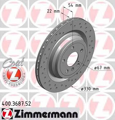 Otto Zimmermann 400.3687.52 Rear ventilated brake disc 400368752: Buy near me in Poland at 2407.PL - Good price!