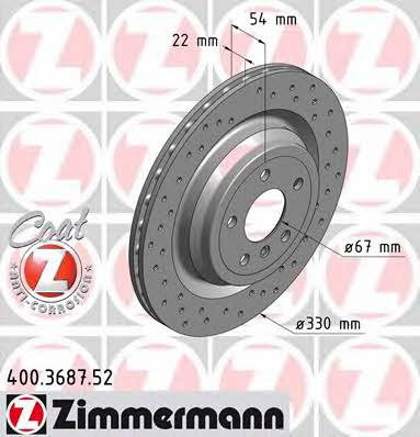 Otto Zimmermann 400.3687.52 Hintere belüftete Bremsscheibe 400368752: Bestellen Sie in Polen zu einem guten Preis bei 2407.PL!