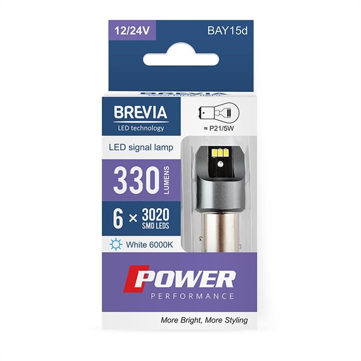 Brevia 10103X2 LED автолампа Brevia Power P21/5W 330Lm 6x3020SMD 12/24V CANbus, 2шт 10103X2: Приваблива ціна - Купити у Польщі на 2407.PL!