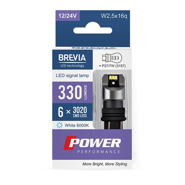 Brevia 10139X2 LED автолампа Brevia Power P27/7W (3157) 330Lm 6x3020SMD 12/24V CANbus, 2шт 10139X2: Приваблива ціна - Купити у Польщі на 2407.PL!