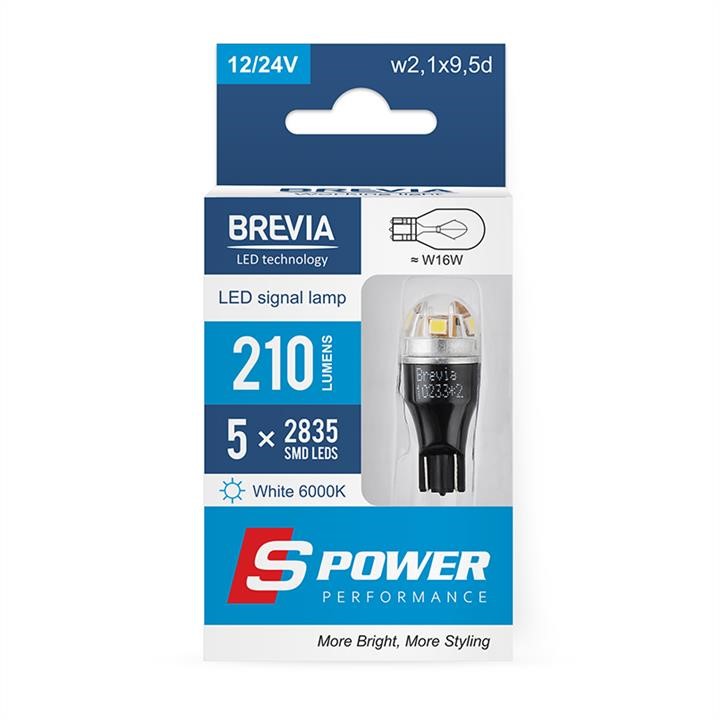 Brevia 10233X2 Lampa samochodowa LED Brevia S-Power W16W 210Lm 5x2835SMD 12/24V CANbus, 2 pcs. 10233X2: Dobra cena w Polsce na 2407.PL - Kup Teraz!