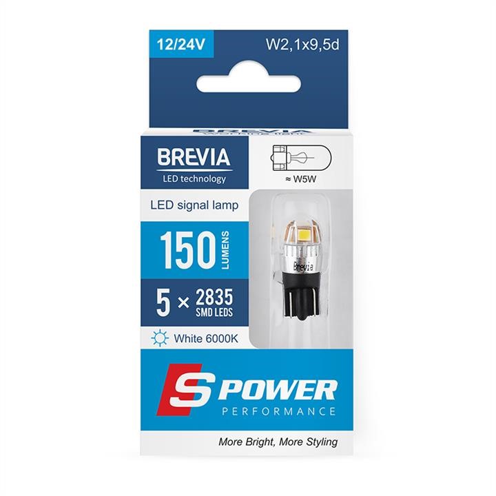 Brevia 10208X2 LED car lamp Brevia S-Power W5W 150Lm 5x2835SMD 12/24V CANbus, 2 pcs. 10208X2: Buy near me in Poland at 2407.PL - Good price!