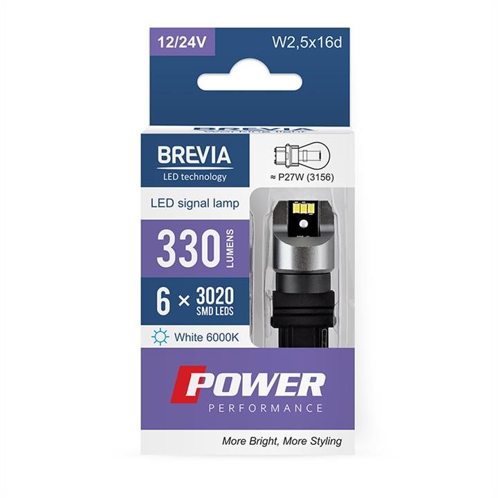 Brevia 10138X2 Lampa samochodowa LED Brevia Power P27W (3156) 330Lm 6x3020SMD 12/24V CANbus, 2 pcs. 10138X2: Dobra cena w Polsce na 2407.PL - Kup Teraz!