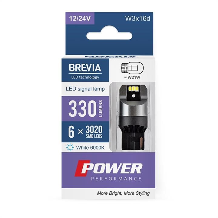 Brevia 10110X2 Lampa samochodowa LED Brevia Power W21W 330Lm 6x3020SMD 12/24V CANbus, 2 pcs. 10110X2: Dobra cena w Polsce na 2407.PL - Kup Teraz!