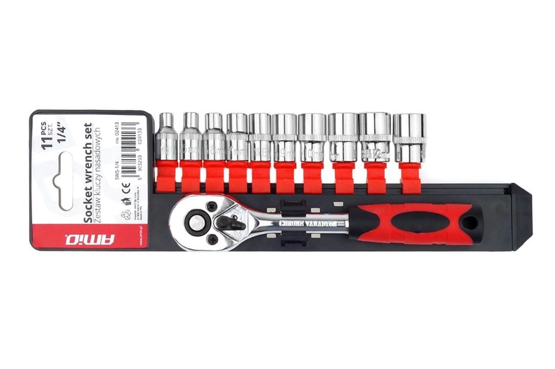 AMiO 02413 Set of socket wrenches, 11 pcs. 1/4" 4-13 mm 02413: Buy near me in Poland at 2407.PL - Good price!