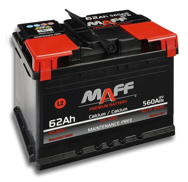 Maff 562 E0 Battery MAFF 6ST-62 12V 62Ah 560A(EN) R+ 562E0: Buy near me in Poland at 2407.PL - Good price!