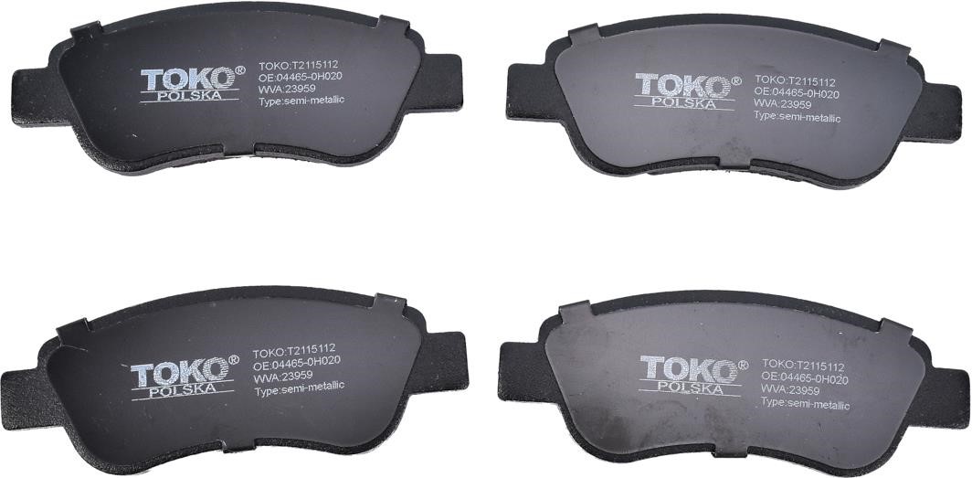 Toko T2115112 Brake Pad Set, disc brake T2115112: Buy near me in Poland at 2407.PL - Good price!