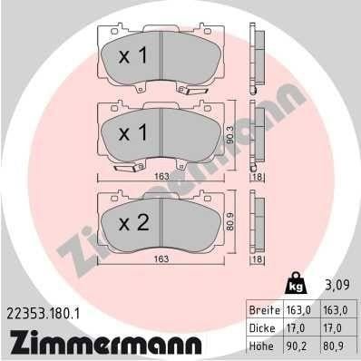 Otto Zimmermann 22353.180.1 Тормозные колодки дисковые, комплект 223531801: Отличная цена - Купить в Польше на 2407.PL!
