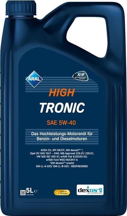 Aral 1529F9 Engine oil Aral HighTronic 5W-40, 5L 1529F9: Buy near me in Poland at 2407.PL - Good price!