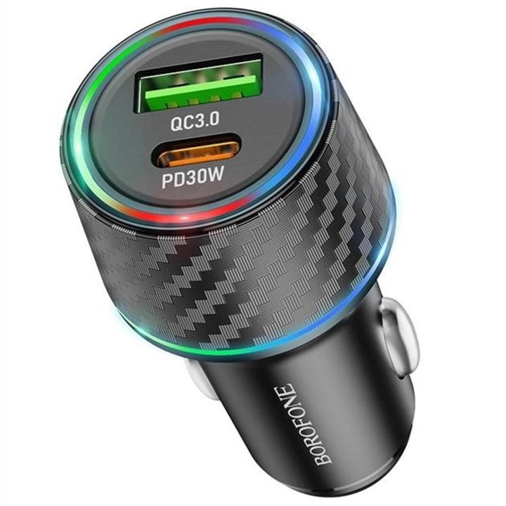 Автомобильное зарядное устройство Borofone BZ21 Brilliant 48W dual port  PD30W+QC3.0 car charger Black Borofone BZ21B