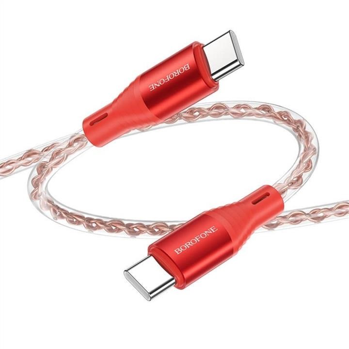 Borofone Kabel Borofone BX96 Ice crystal 60W silicone charging data cable Type-C to Type-C Red – cena