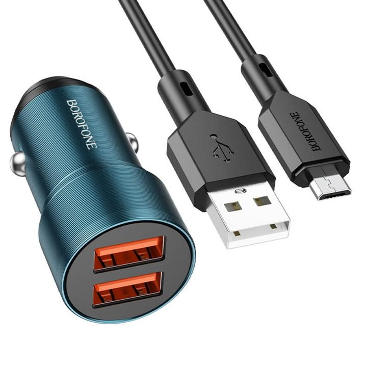 Borofone BZ19MSU Borofone BZ19 Wisdom dual port car charger set(Micro) Sapphire Blue BZ19MSU: Buy near me in Poland at 2407.PL - Good price!