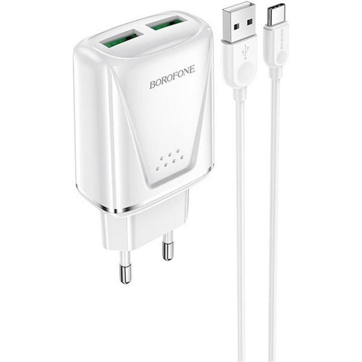 Borofone BA54ACW Borofone BA54A Wide road dual port QC3.0 charger (Type-C) 18W White BA54ACW: Buy near me in Poland at 2407.PL - Good price!