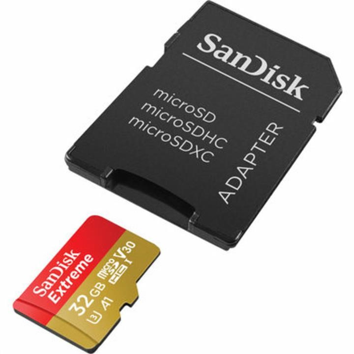 Sandisk SDSQXAF-032G-GN6AA MicroSDHC (UHS-1 U3) SanDisk Extreme Action A1 32Gb Class 10 V30 (R100Mb/s, W60Mb/s) (adapter SD) SDSQXAF032GGN6AA: Отличная цена - Купить в Польше на 2407.PL!