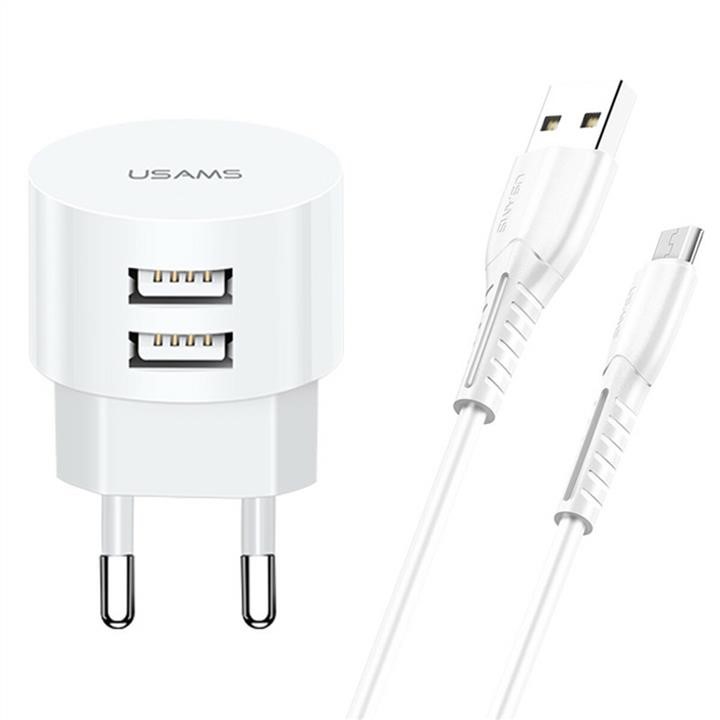 Usams XTXLOGT18MC05 AC charger Usams Travel Charging Set Send-Tu Series (T20 Dual USB Round Charger+U35 Micro cable) White XTXLOGT18MC05: Buy near me in Poland at 2407.PL - Good price!