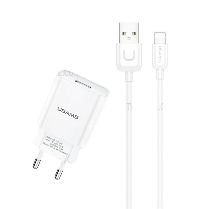 Usams T21OCLN01 AC charger Usams T21 Charger kit T18 single USB EU charger +Uturn Lightning cable White T21OCLN01: Buy near me in Poland at 2407.PL - Good price!
