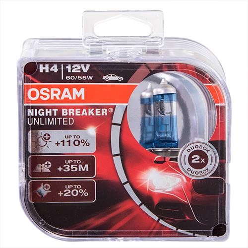 Osram 64193NBU-HCB BOX Лампа галогенна Osram Night Breaker Unlimited +110% 12В H4 60/55Вт +110% 64193NBUHCBBOX: Приваблива ціна - Купити у Польщі на 2407.PL!