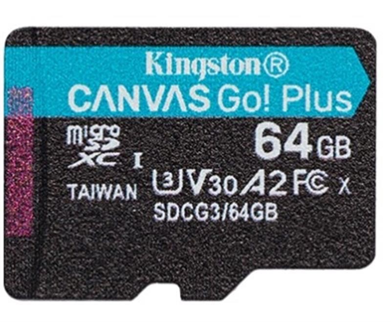 Kingston SDCG3/64GBSP Карта MicroSDXC (UHS-1 U3) Kingston Canvas Go Plus 64Gb class 10 A2 V30 (R170MB/s, W70MB/s) SDCG364GBSP: Приваблива ціна - Купити у Польщі на 2407.PL!