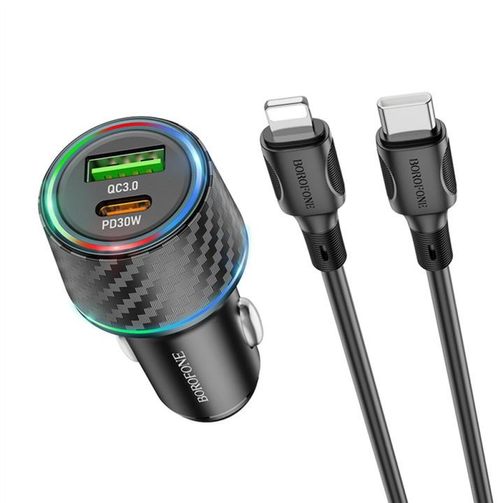 Borofone Ładowarka samochodowa Borofone BZ21 Brilliant 48W dual port PD30W+QC3.0 car charger set(C – cena