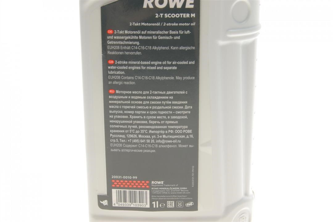 Engine oil ROWE SCOOTER M 2T, 1L Rowe 20031-0010-99
