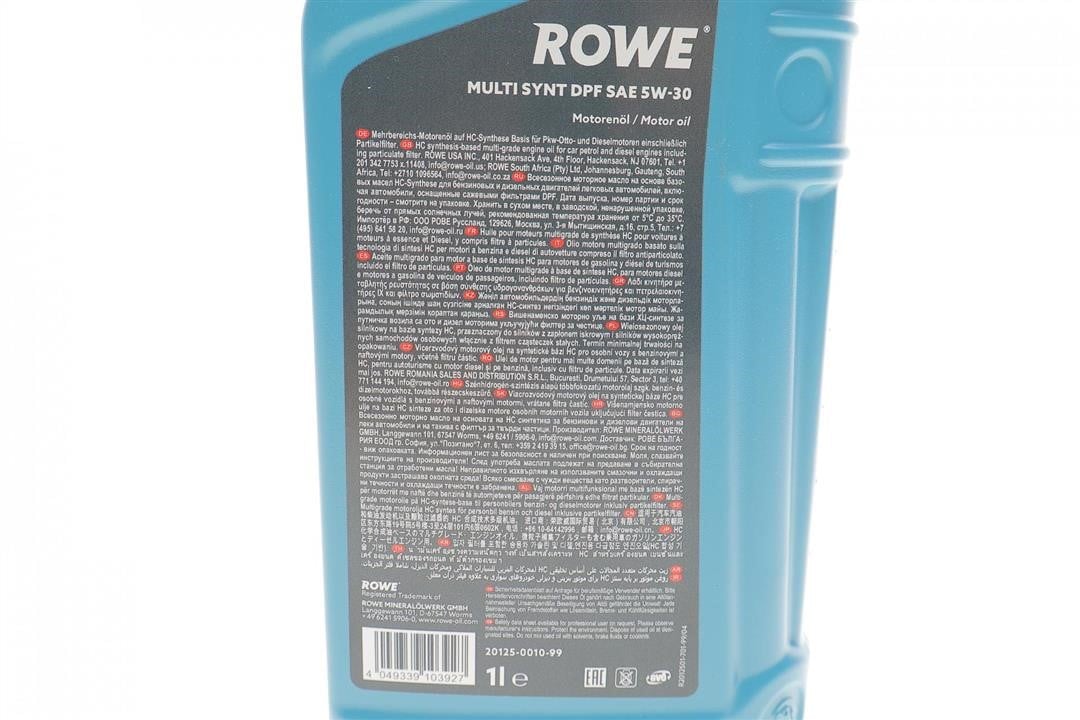 Olej silnikowy ROWE HIGHTEC MULTI SYNT DPF 5W-30, 1L Rowe 20125-0010-99