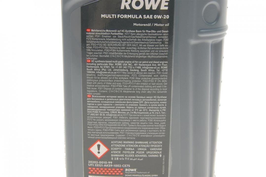 Olej silnikowy ROWE HIGHTEC MULTI FORMULA 0W-20, 1L Rowe 20202-0010-99