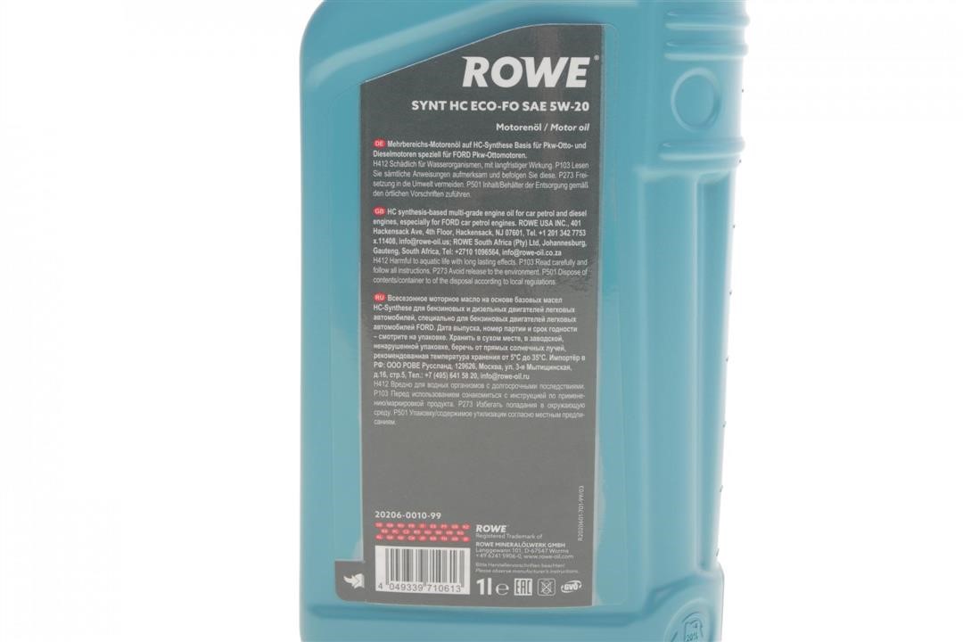 Olej silnikowy ROWE HIGHTEC SYNT HC ECO-FO 5W-20, 1L Rowe 20206-0010-99