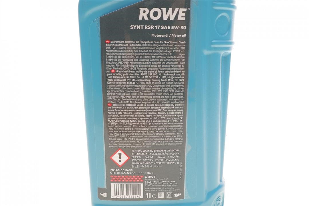 Olej silnikowy ROWE HIGHTEC SYNT RSR 17 5W-30, 1L Rowe 20370-0010-99