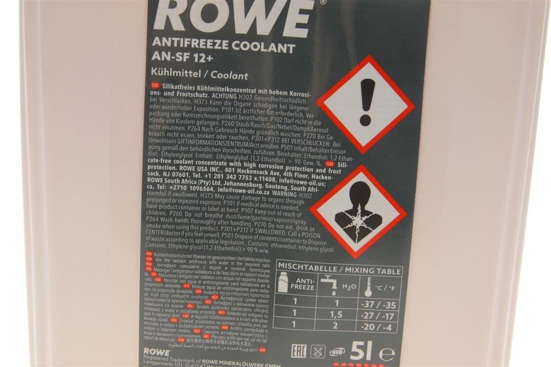 Płyn przeciw zamarzaniu ROWE HIGHTEC G12+ fioletowy, koncentrat, 5L Rowe 21014-0050-99
