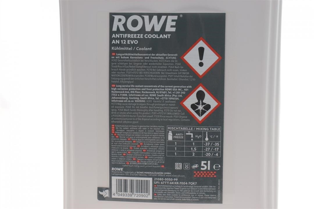 Антифриз ROWE HIGHTEC G12 EVO фіолетовий, концентрат, 5л Rowe 21080-0050-99