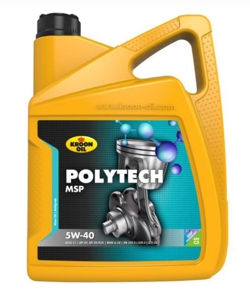 Kroon oil 37337 Engine oil Kroon oil Poly Tech MSP 5W-40, 5L 37337: Buy near me in Poland at 2407.PL - Good price!