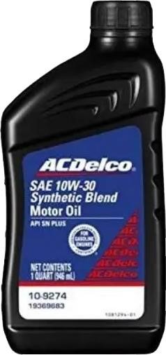 AC Delco 10-9274 Engine oil AC Delco Synthetic Blend 10W-30, 0,946L 109274: Buy near me in Poland at 2407.PL - Good price!