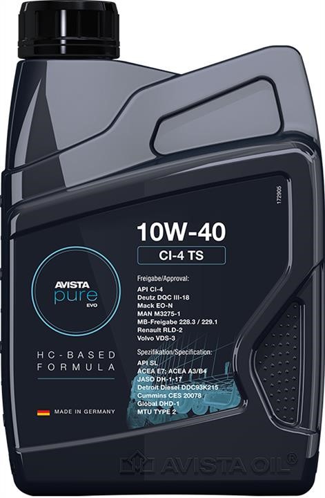 AVISTA 153282 Engine oil Avista Pure EVO 10W-40, 1L 153282: Buy near me in Poland at 2407.PL - Good price!